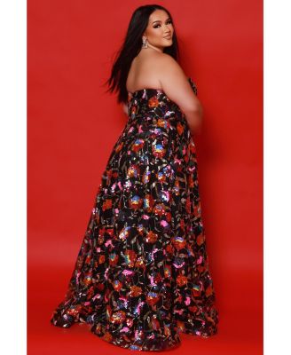 Women's Strapless Sweetheart Neckline Plus Size A-Line Evening Gown