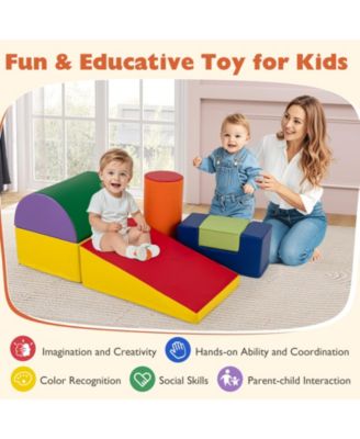 Toddler 6 PCS Climber Play Set Indoor Foam Climb & Crawl Activity Blocks w/ Cover