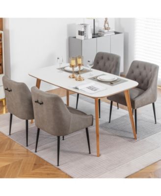 Modern Upholstered Dining Chairs Set of 4, Mid Century Kitchen Side Chairs with 5.12” Cushions and Back Pull Rod for Kitchen, Living Room