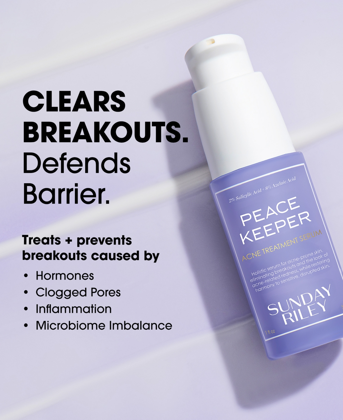 Sunday Riley Peacekeeper Acne Treatment Serum, 1 Oz. In Transparent