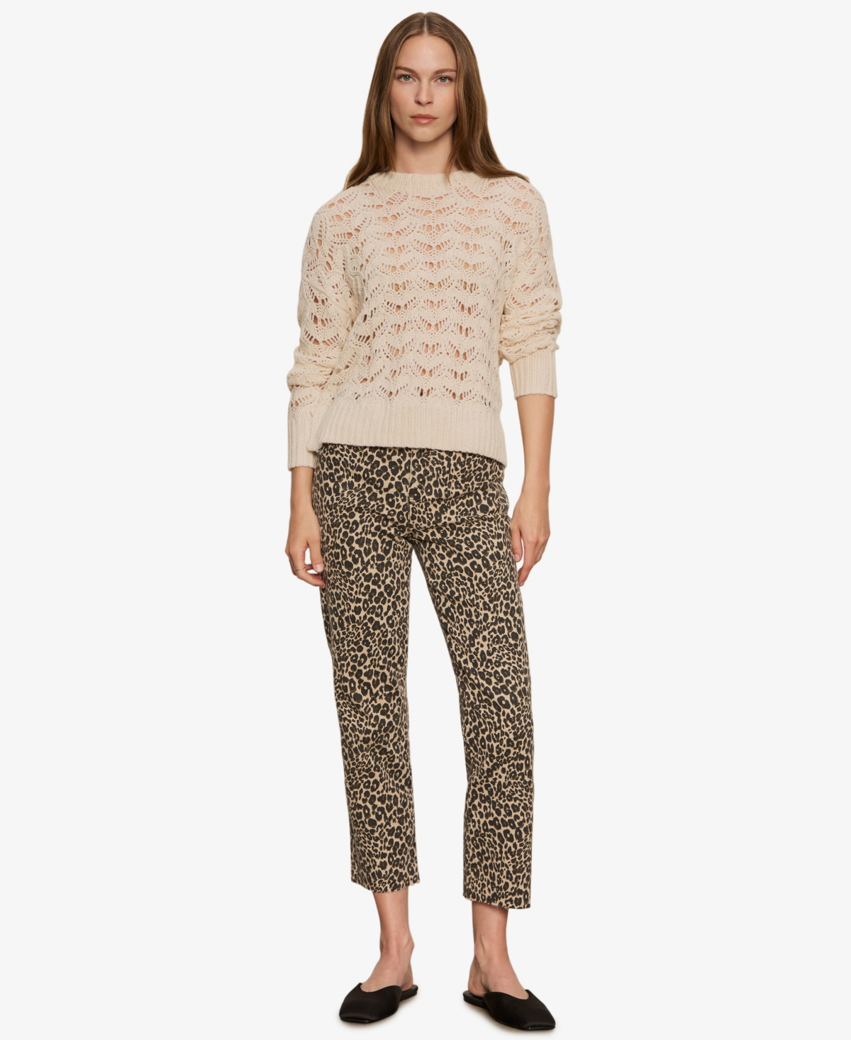 Sanctuary Cadence '90s Raw Hem Crop Straight Leg Jeans In Animal Print