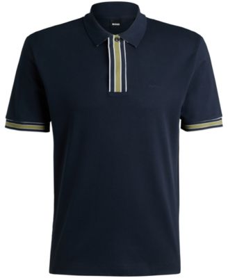 Men's Interlock-Cotton Contrast Tipping Polo