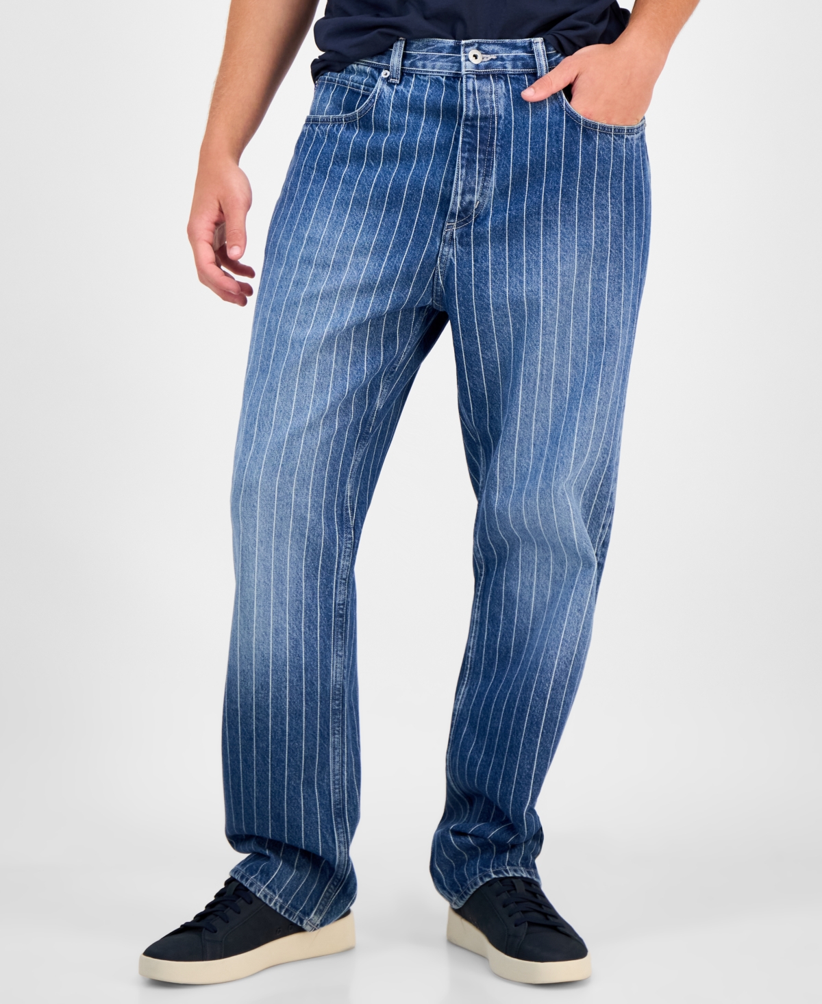 Hugo Boss Hugo By  Men's Nate Faded Stripe Cotton Jeans In Blue
