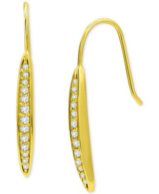 Pav&eacute; Bar Linear Drop Earrings in Sterling Silver