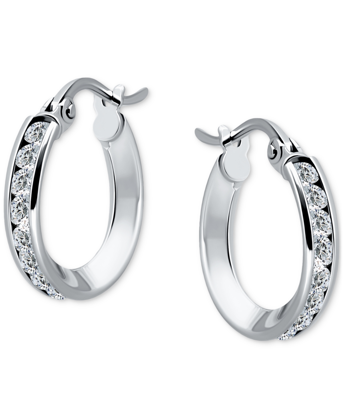 Giani Bernini Cubic Zirconia Small Hoop Earrings In Sterling Silver, 0.625", Macy's Exclusive In Silver