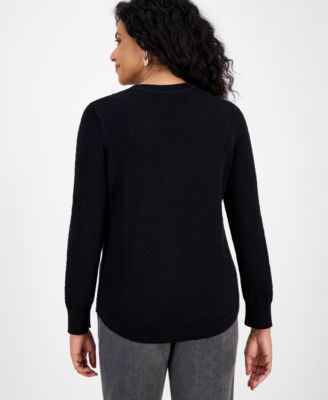 Petite Cotton Curved Hem Sweater, Macy's Exclusive