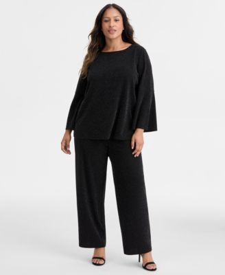 Plus Size Bell-Sleeve Knit Pullover Top