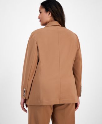 Plus Size Shawl-Collar Open-Front Blazer