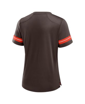 Women's Brown Cleveland Browns Play Script Lace-Up T-Shirt