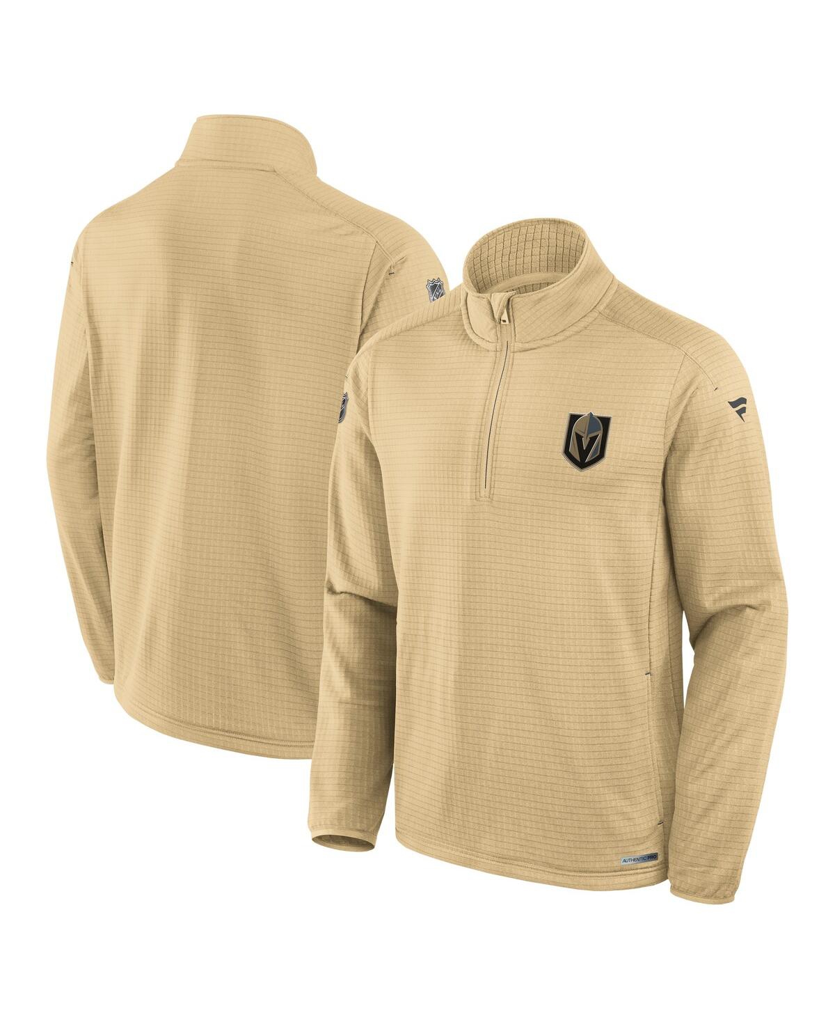 Men's Gold Vegas Golden Knights Authentic Pro Rink Quarter-Zip Sweatshirt - Gold