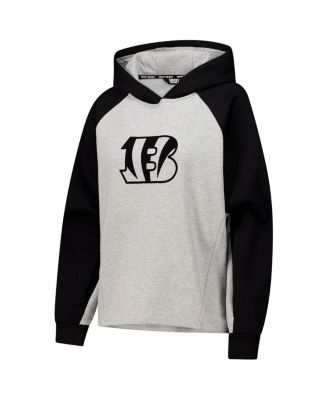 Women's Gray/Black Cincinnati Bengals Joy Cropped Raglan Pullover Hoodie