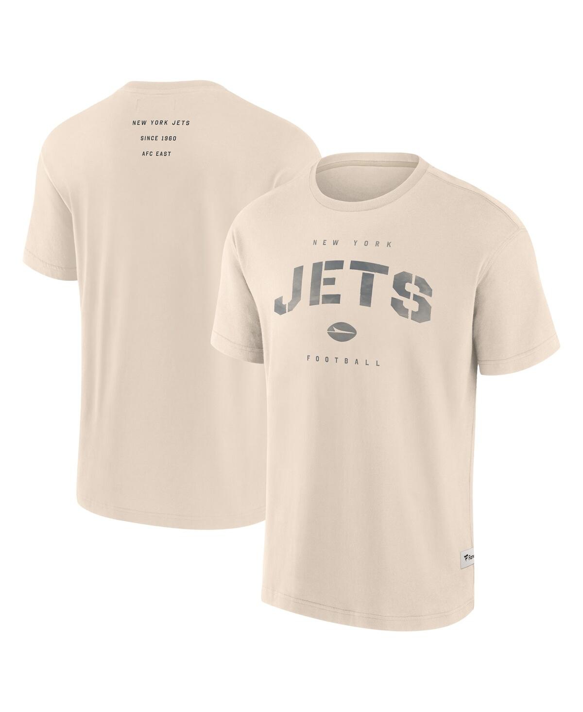 Fanatics Men's Cream New York Jets Elements Weathered Tonal Future Ground T-shirt In Neutral