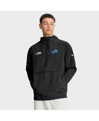 Nike - Men's Black Detroit Lions Sideline Alt Pack Anorak Half-Zip Hoodie Jacket