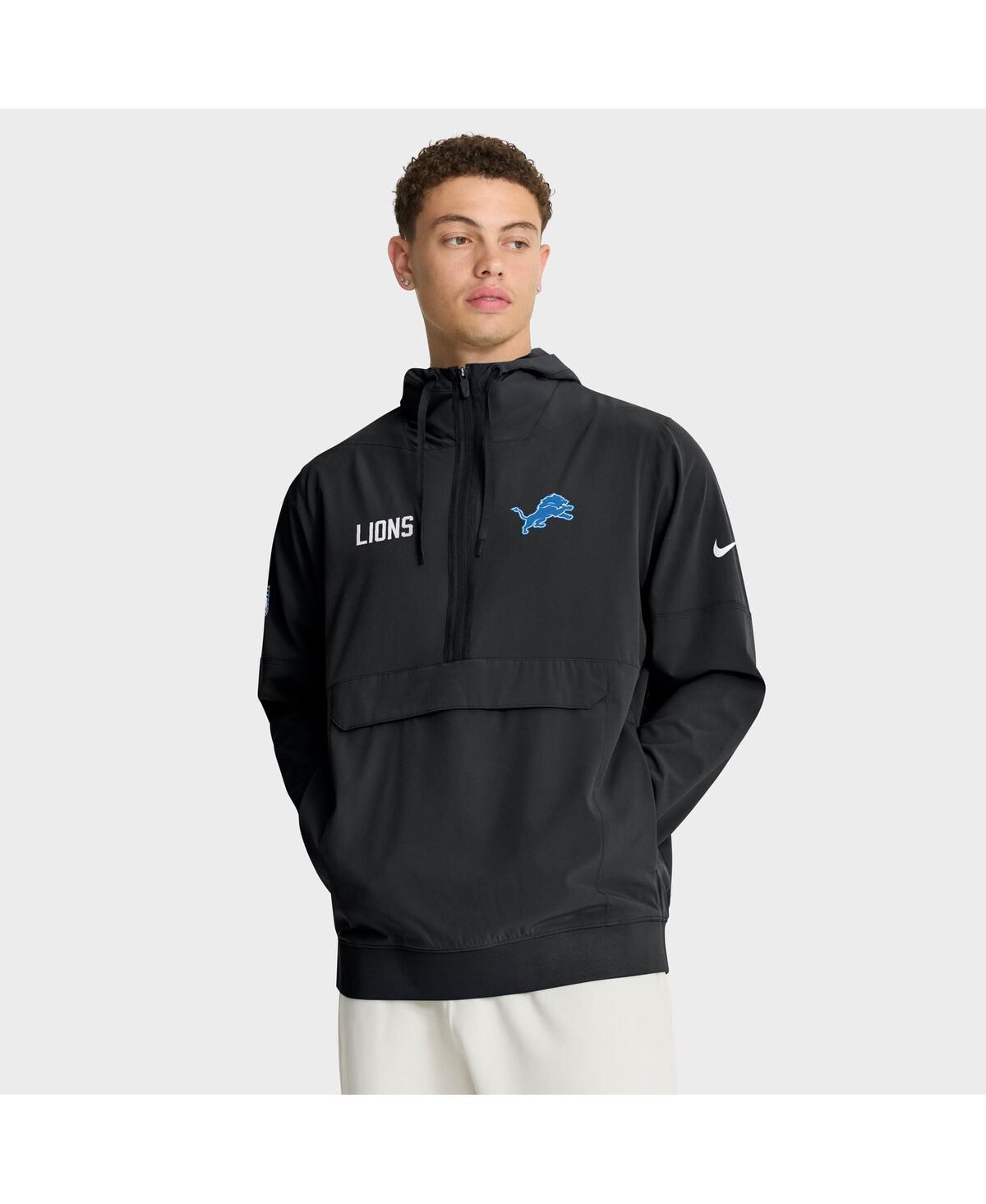Мужская черная куртка-анорак с капюшоном на молнии Detroit Lions Sideline Alt Pack