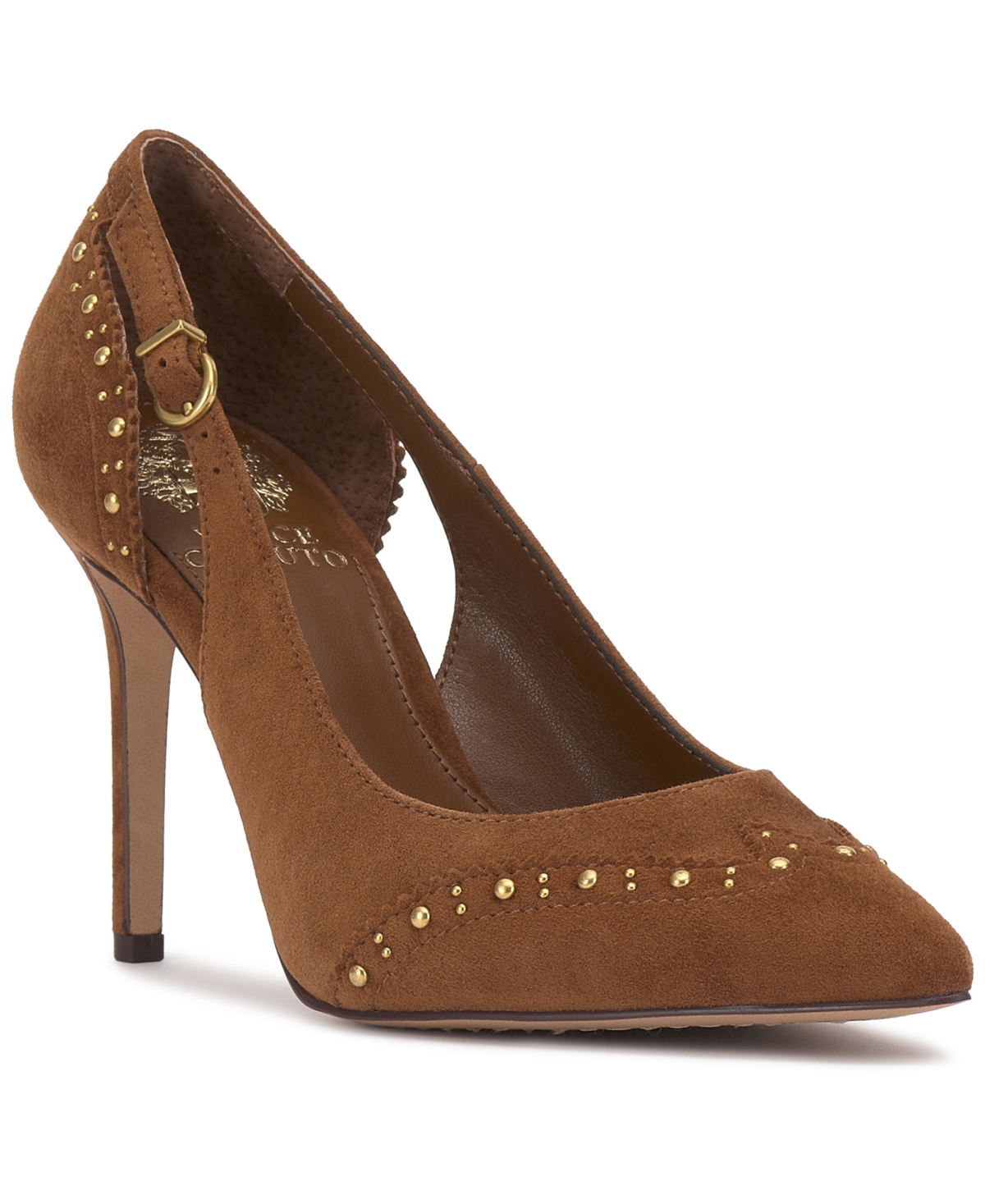 Vince Camuto Hally Studded Pointed Toe Pump In Brown