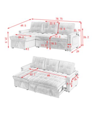 MH 78.75" Reclining Pull-Out Sectional Sofa