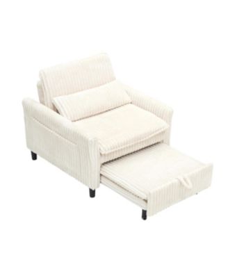Beige Small Space Sofa Bed with Pillow