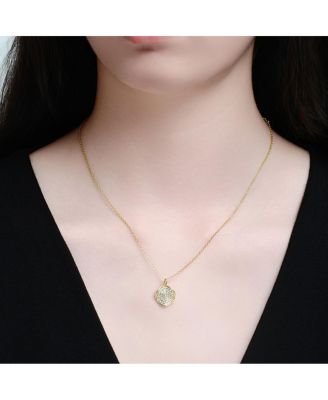 14K Gold Plated with Clear Cubic Zirconia Pendant Necklace