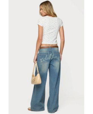 Women's Odella Floral Ribbed Button Up Top