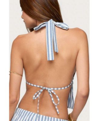 Women's Macey Striped Split Front Backless Top