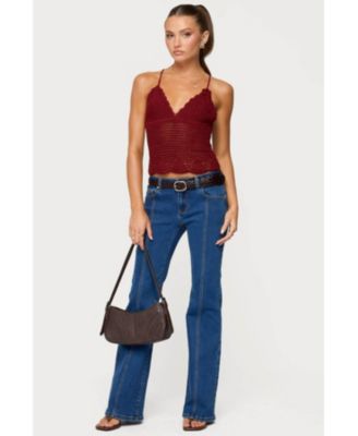 Women's Delila Crochet V Neck Top