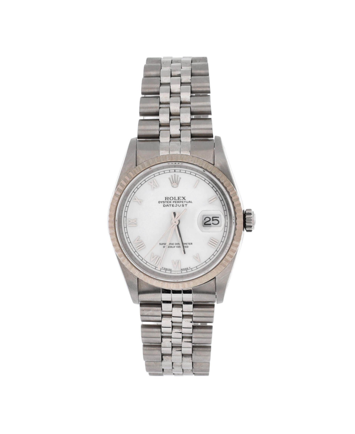 Oyster Perpetual Datejust Automatic Watch in Stainless Steel and White Gold 36mm - Dial color: white