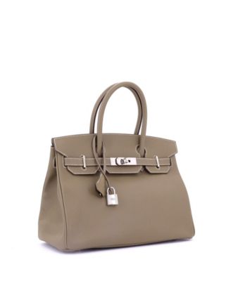 Pre-Owned Hermes Birkin 30 Handbag Grey Epsom with Palladium Hardware