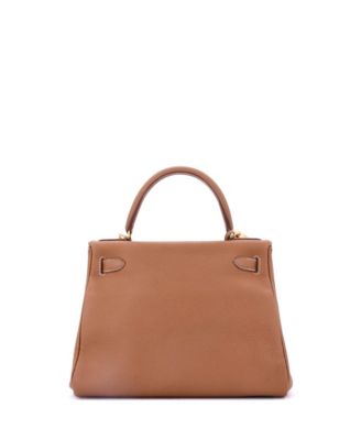 Pre-Owned Hermes Kelly 28 Handbag Brown Togo with Gold Hardware