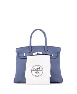 Pre-Owned Hermes Birkin 30 Handbag Blue Togo with Palladium Hardware