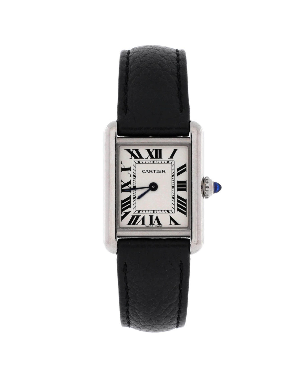 Must de Cartier Tank Quartz Watch in Stainless Steel and Leather 22mm - Dial color: natural