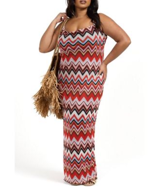 Women's Strapy Retro Print Mesh Maxi Dress