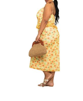 Women's Floral Print Peplum Midi Dress