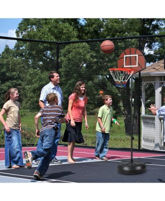 Kids 2-in-1 Basketball Hoop w/ Dart Board Double-sided Backboard & 6 Darts