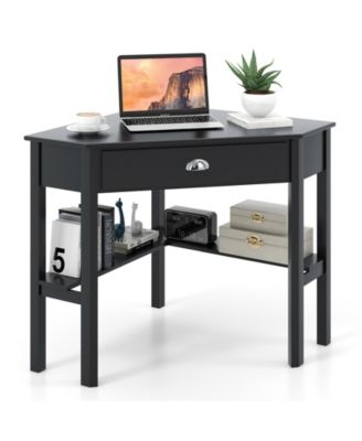 Corner Wooden Computer Desk for Home Office or Study, Compact Laptop Workstation