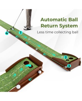 Golf Putting Mat Practice Training Aid with Auto Ball Return and 2/3 Hole Sizes