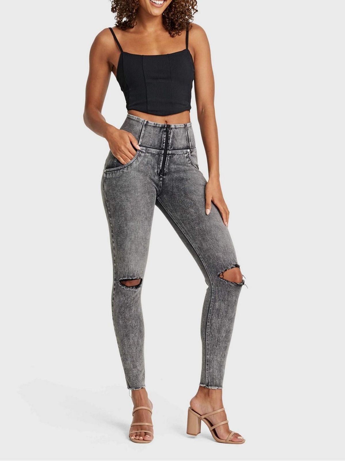 Freddy Women's Snug Sculpting Ripped Skinny Jeans view 8 — MAYCSS fashion products
