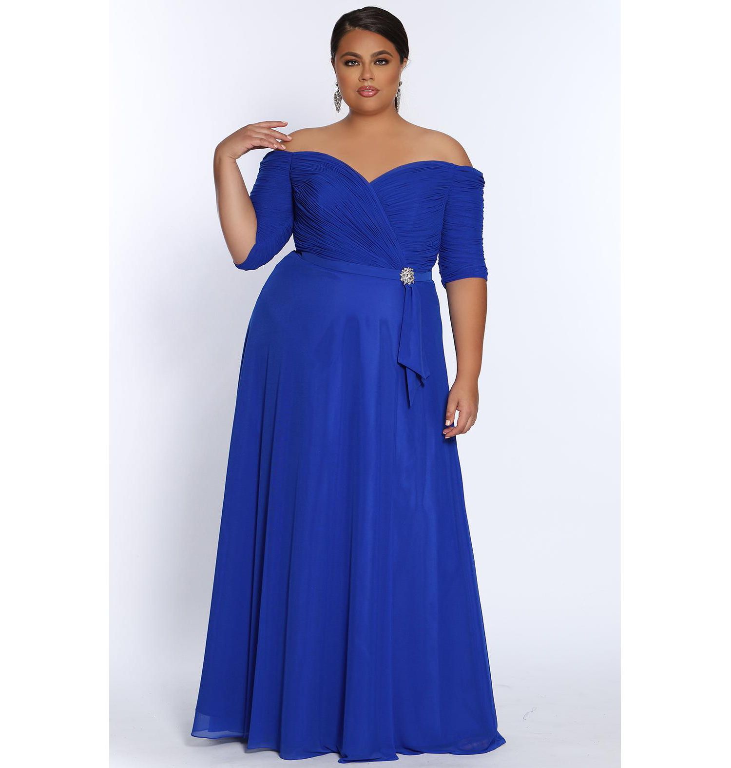 Women's Off-the-Shoulder Formal Gown with Sleeves