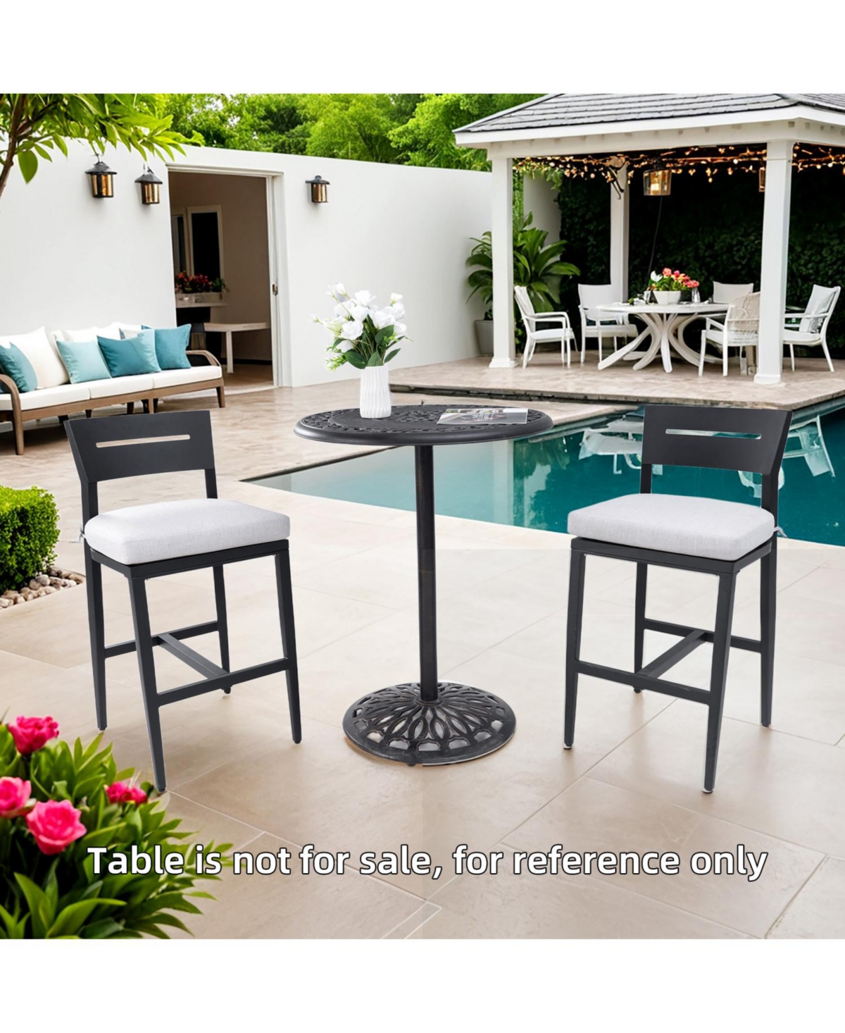 Streamdale Furniture Modern Outdoor Bar Stools - Ember Black Sunbrella Cushion