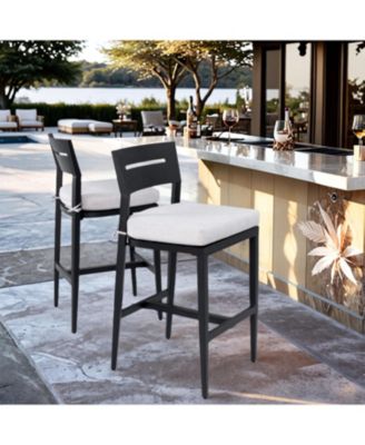 Modern Outdoor Bar Stools - Ember Black Sunbrella Cushion