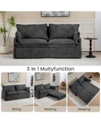 1 Pc Corduroy  Pull-Out Sleeper, Storage, USB & USB-C Charging, Pillows Included  Sofa Bed