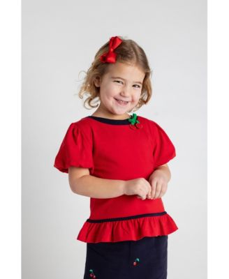 Toddler Girls Bubble Sleeve Top With Cherries