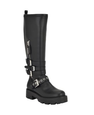GUESS Women's Yanky Tall Buckled Moto Lug Boots - Macy's