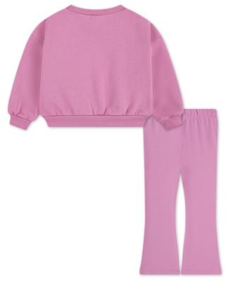 Girls 2T-6X 2-Piece Solid Crewneck Top and Leggings Set