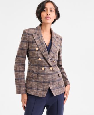 Tahari ASL - Women's Plaid Double-Breasted Blazer