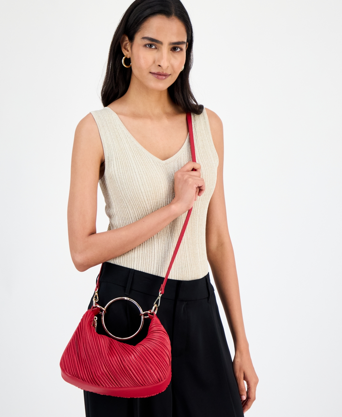 Inc International Concepts Small Donniee Bangle Crossbody Bag, Macy's Exclusive In Red