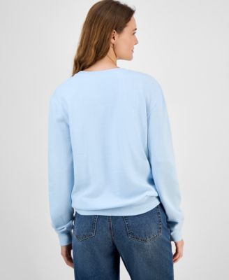 Juniors' Stitch Graphic Cotton Crewneck Sweatshirt