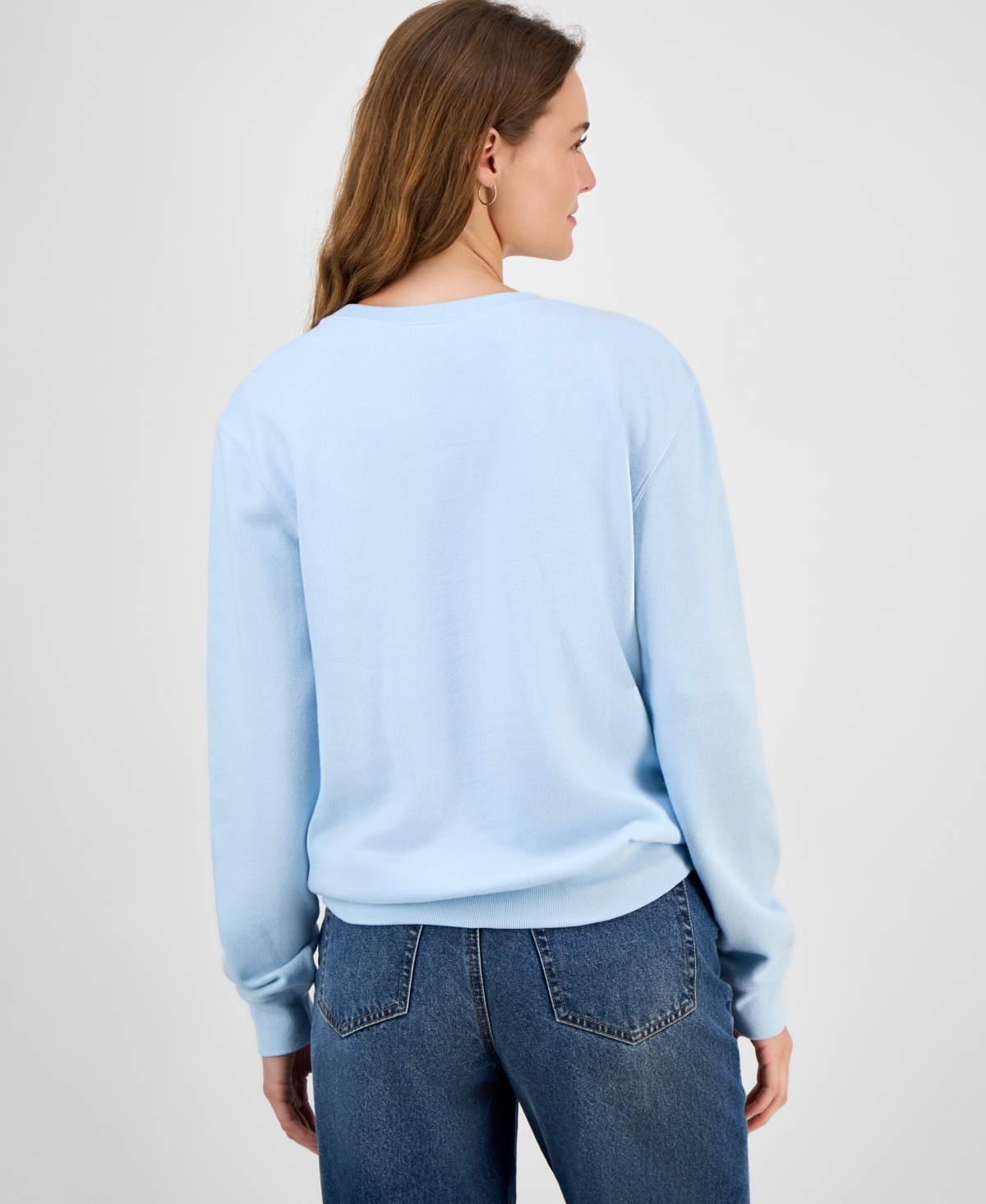 Disney Juniors' Stitch Graphic Cotton Crewneck Sweatshirt In Blue