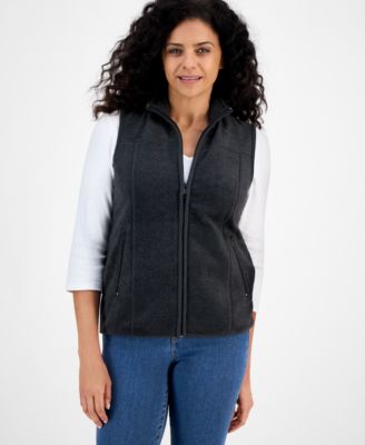 Style & Co - Women's Solid Zip-Front Polar Fleece Vest