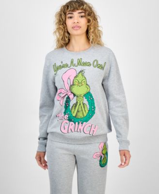 Love Tribe - Juniors' The Grinch Wreath Crewneck Sweatshirt