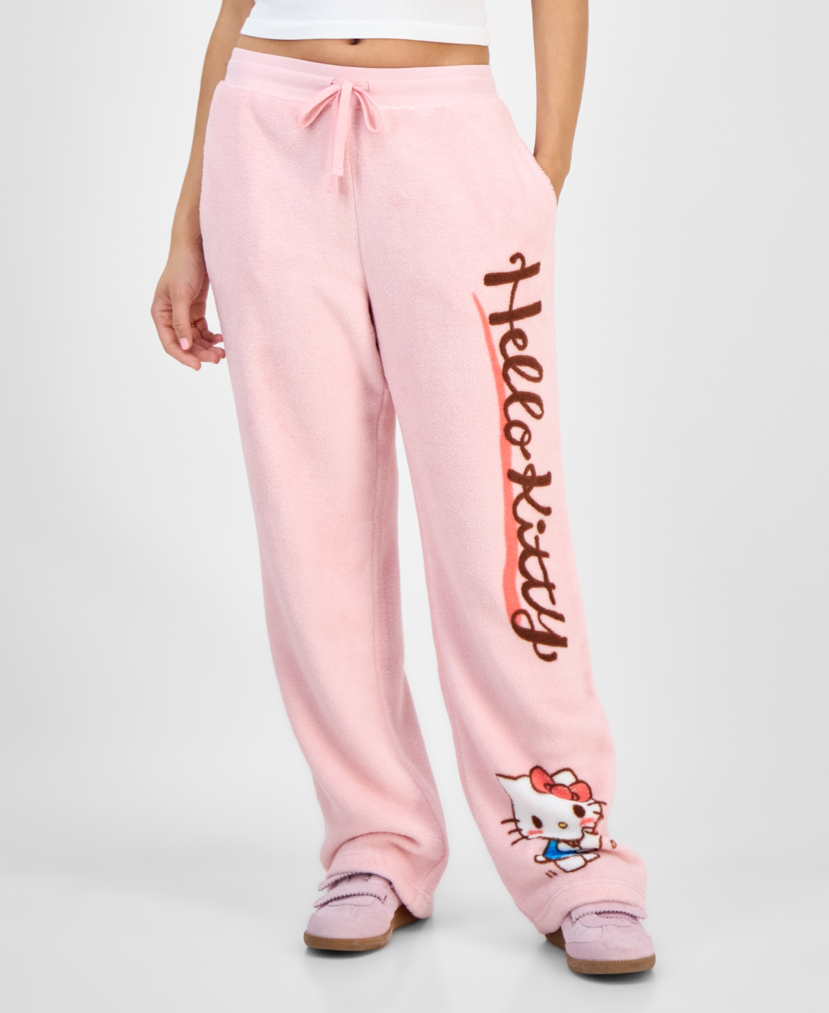 Hybrid Juniors' Hello Kitty Drawstring Plush Joggers